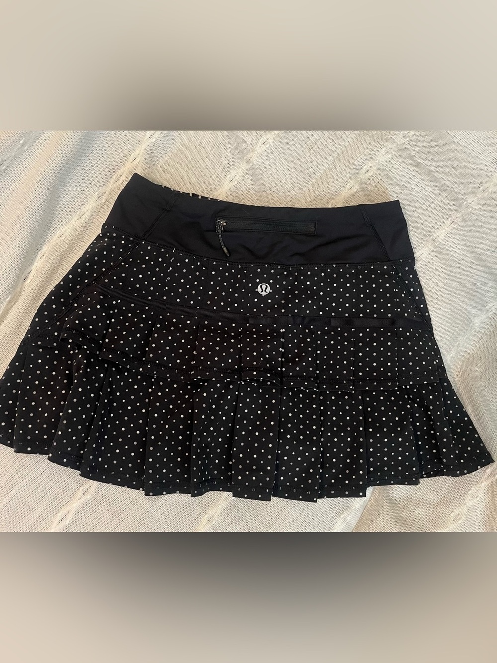 Lululemon Run: Pace Setter Skirt Chevron Dot Black Running Athletic Skort 2 - Picture 2 of 9